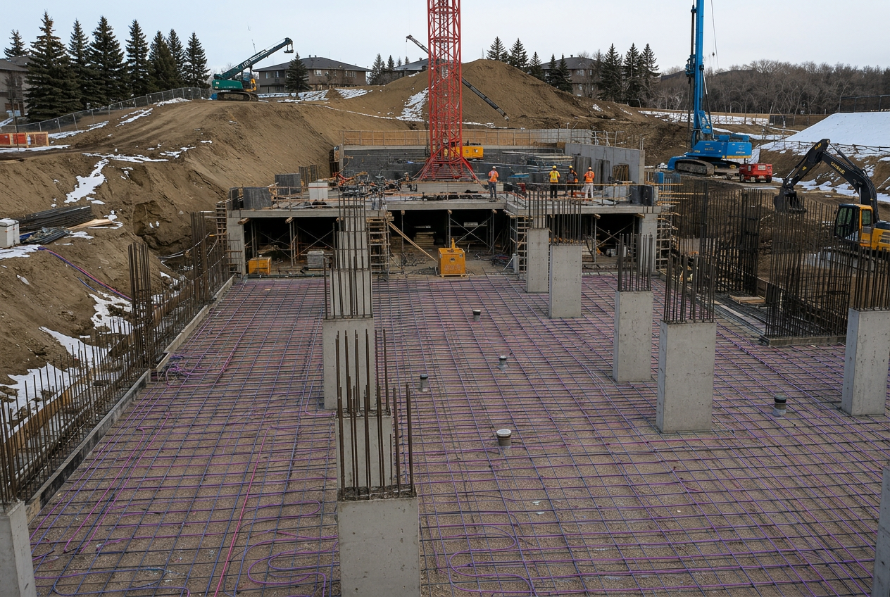 Riverbank Landing PEX concrete curing project